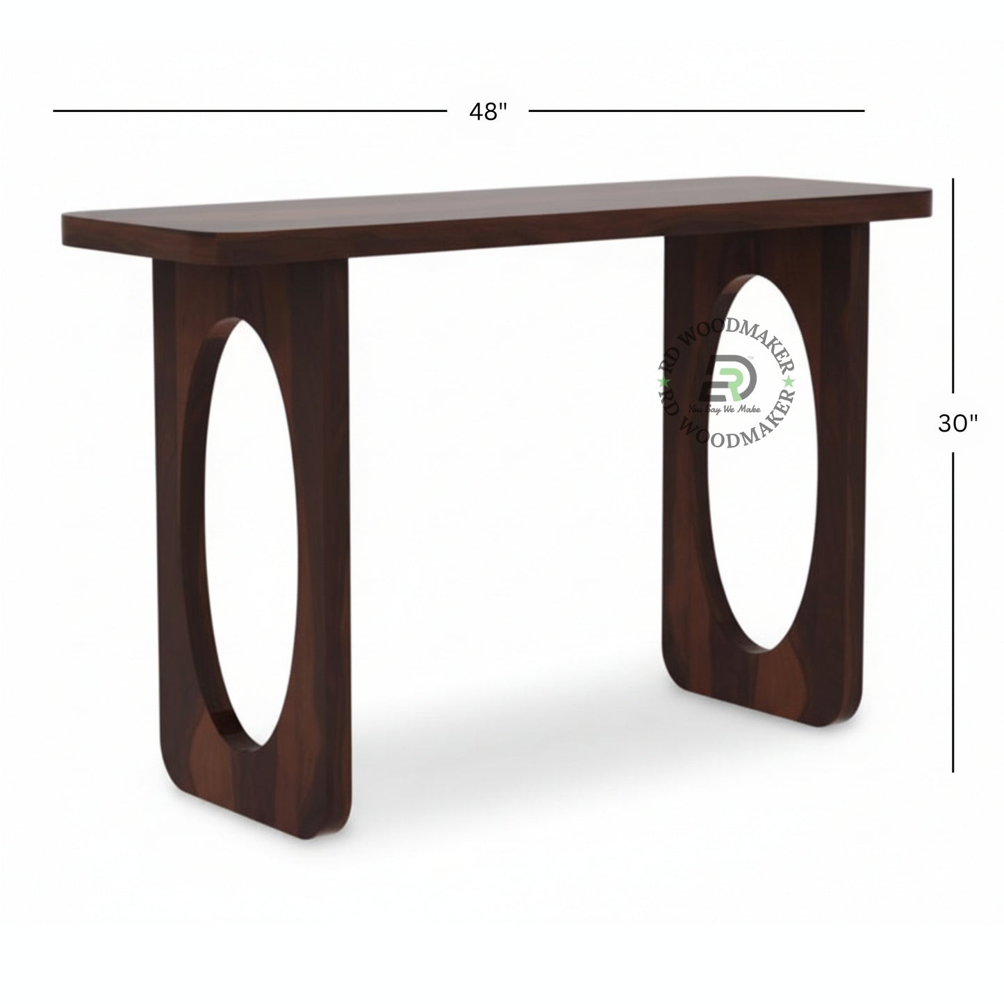 OVAL CUT PANEL LEG WOODEN CONSOLE TABLE