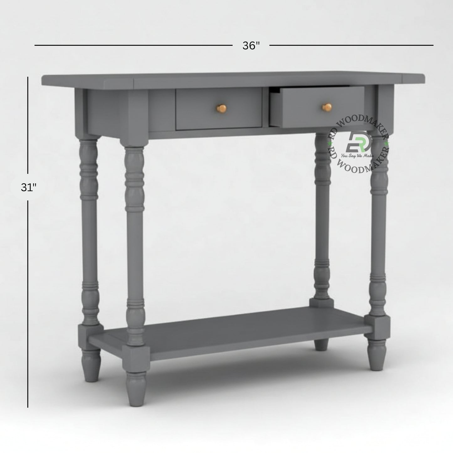 CLASSIC TURNED LEG GREY CONSOLE TABLE WITH DRAWERS