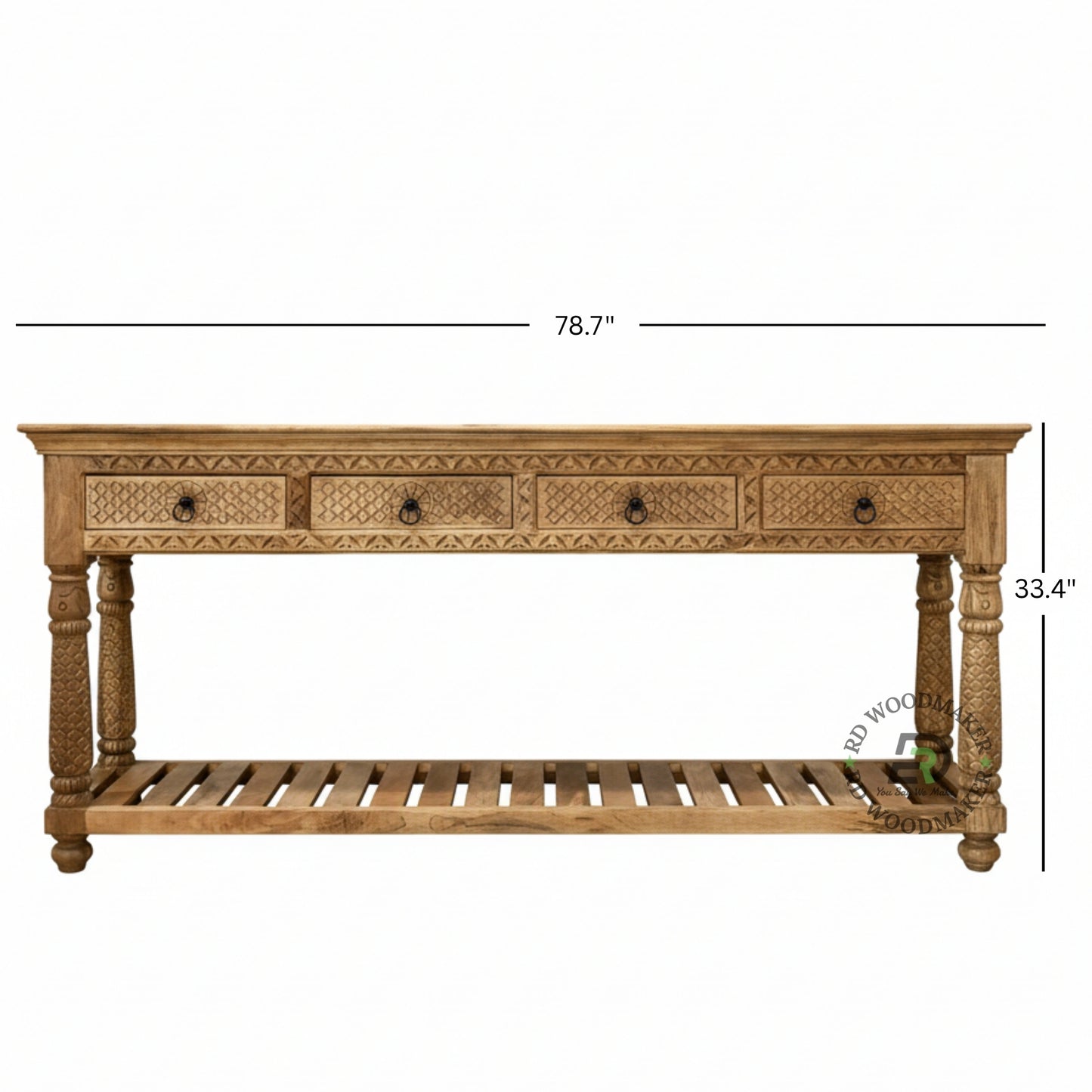 ROYAL HANDCARVED STORAGE CONSOLE TABLE