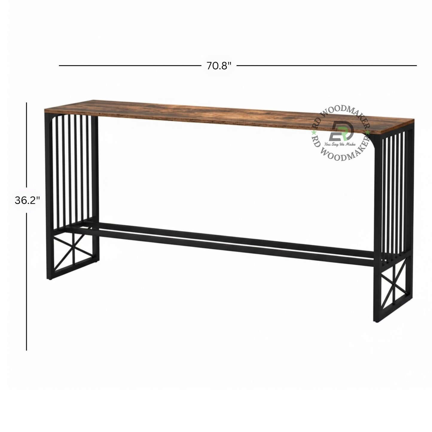 INDUSTRIAL METAL FRAME WOODEN CONSOLE TABLE