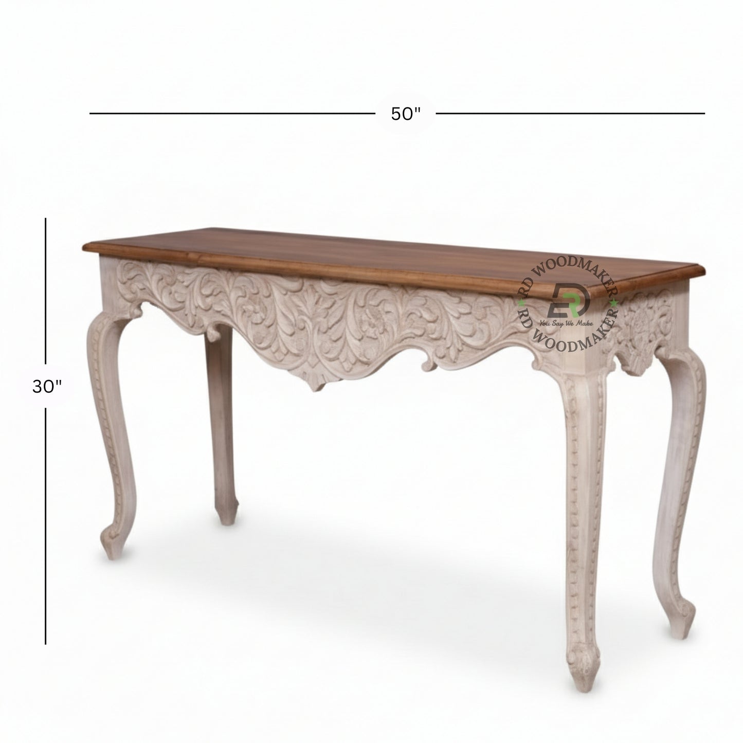 FRENCH STYLE CARVED CURVED LEG CONSOLE TABLE