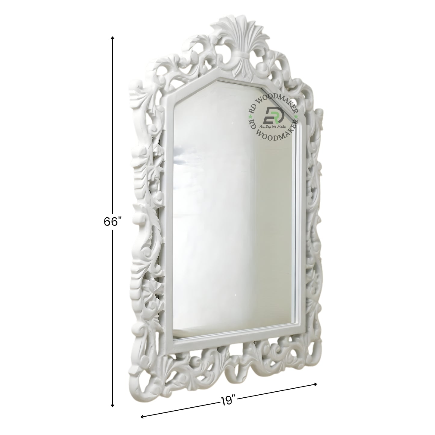 CLASSIC WHITE ORNATE ARCH FRAME WALL MIRROR