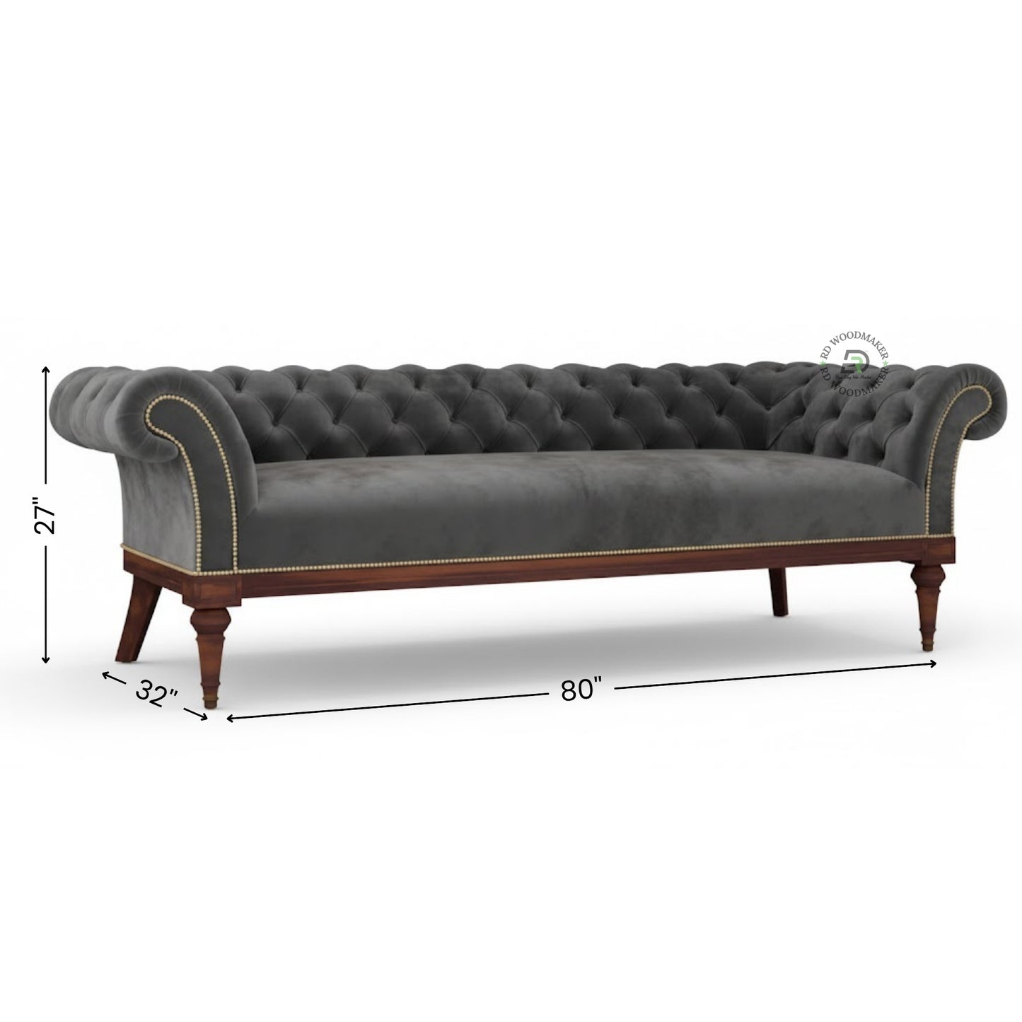 CHESTERFIELD TUFTED VELVET SOFA IN DARK GREY