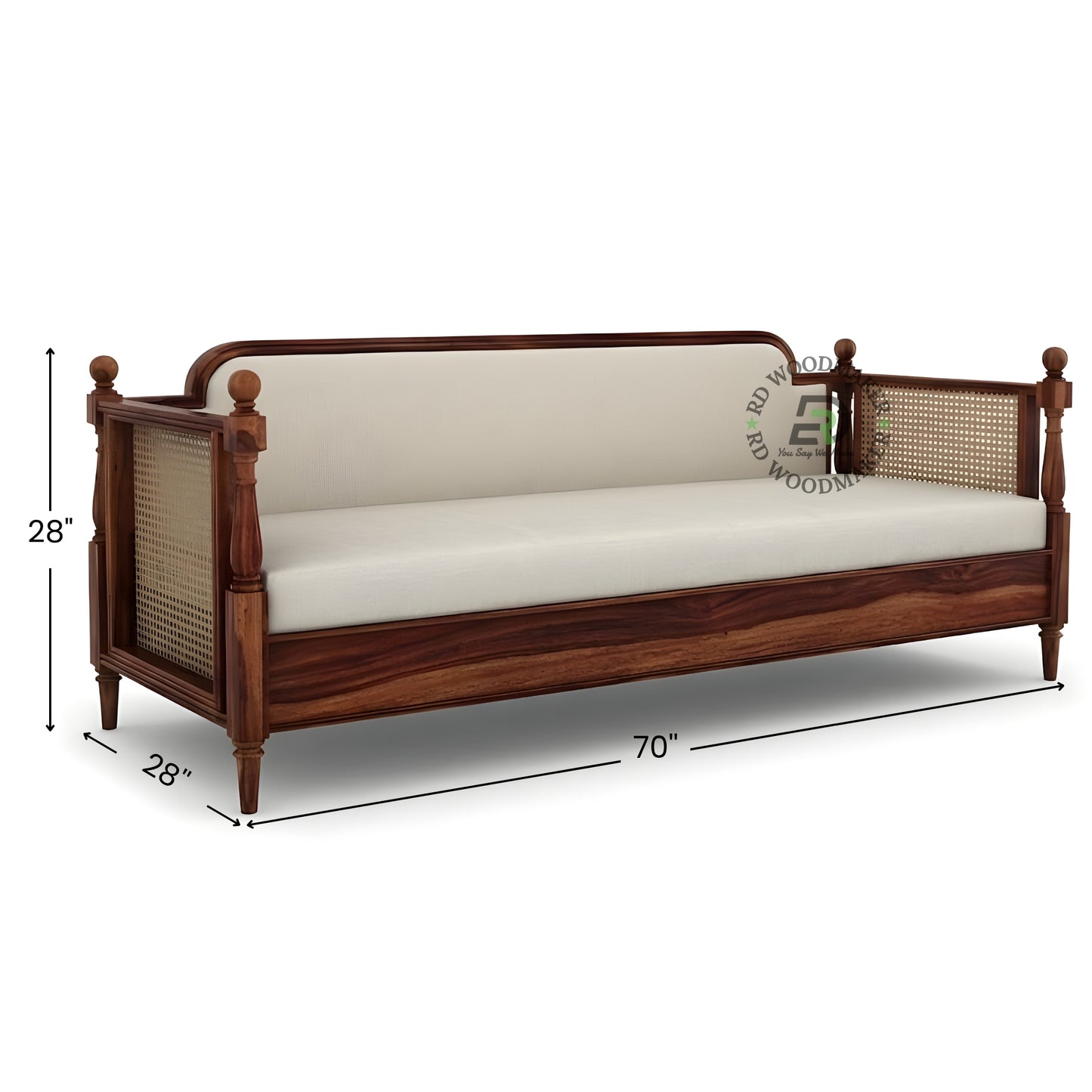 TRADITIONAL CANE SIDE WOODEN 3 SEATER SOFA
