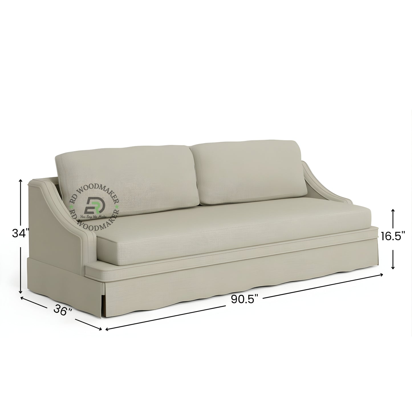 CLASSIC BEIGE SLIPCOVER STYLE 3 SEATER SOFA WITH SLOPED ARMS