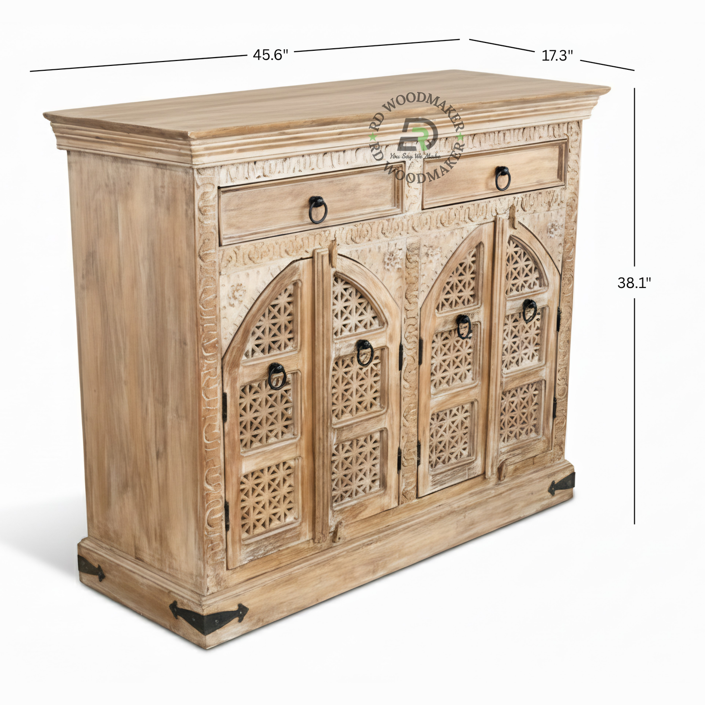 HANDCARVED TRADITIONAL WOODEN SIDEBOARD WITH DRAWERS