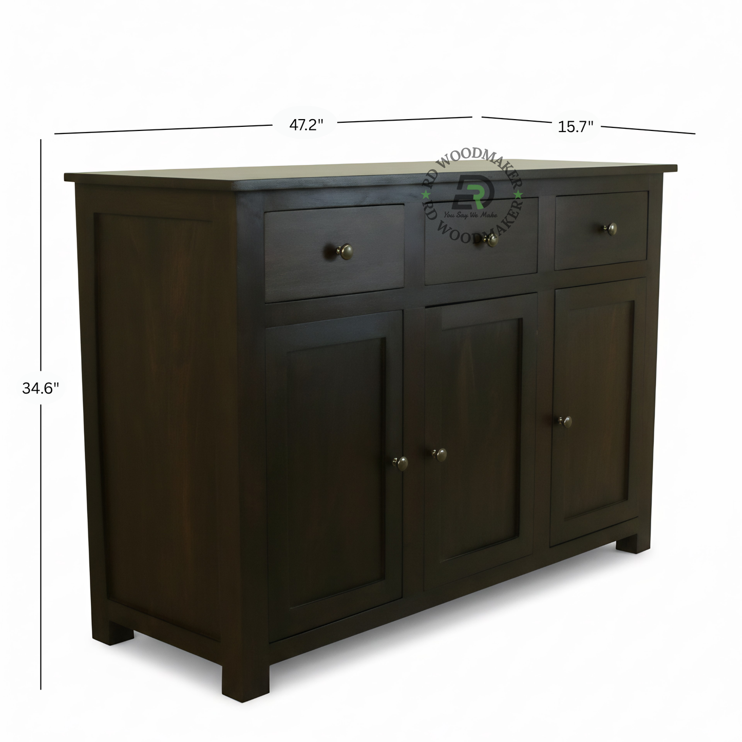 Classic Dark Wood Sideboard with 3 Drawers & 3 Door Storage