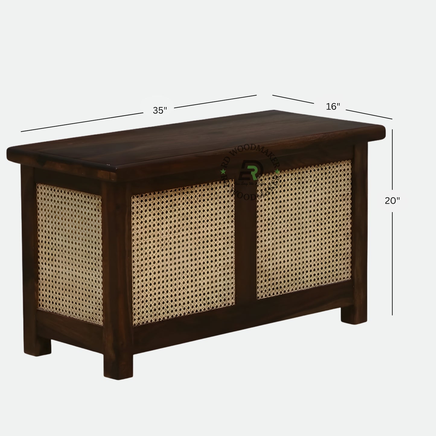 CLASSIC CANE PANEL WOODEN STORAGE TRUNK WITH DARK FINISH