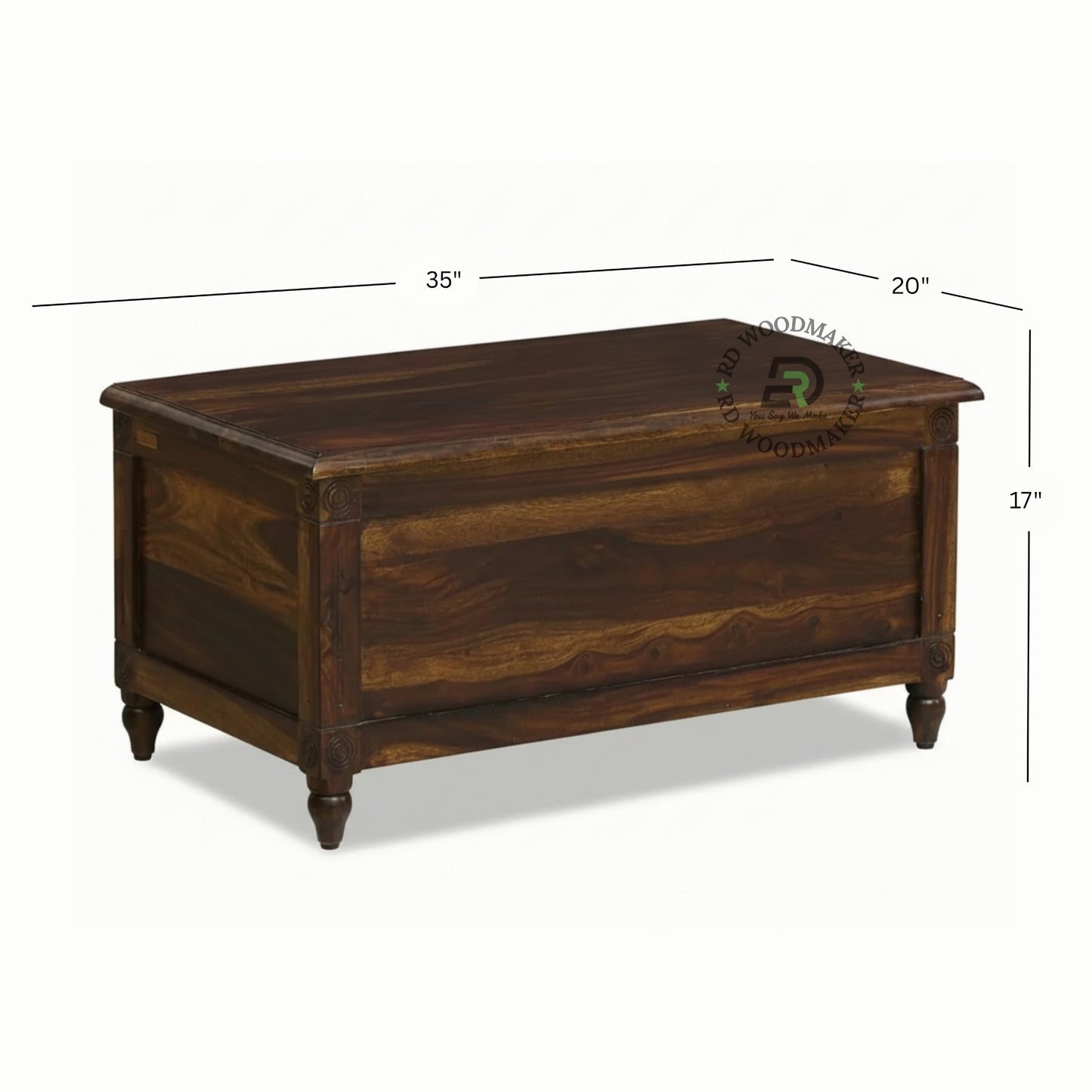 CLASSIC SOLID WOOD STORAGE TRUNK WITH TURNED LEGS
