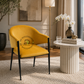 MUSTARD YELLOW VELVET UPHOLSTERED METAL ARMCHAIR