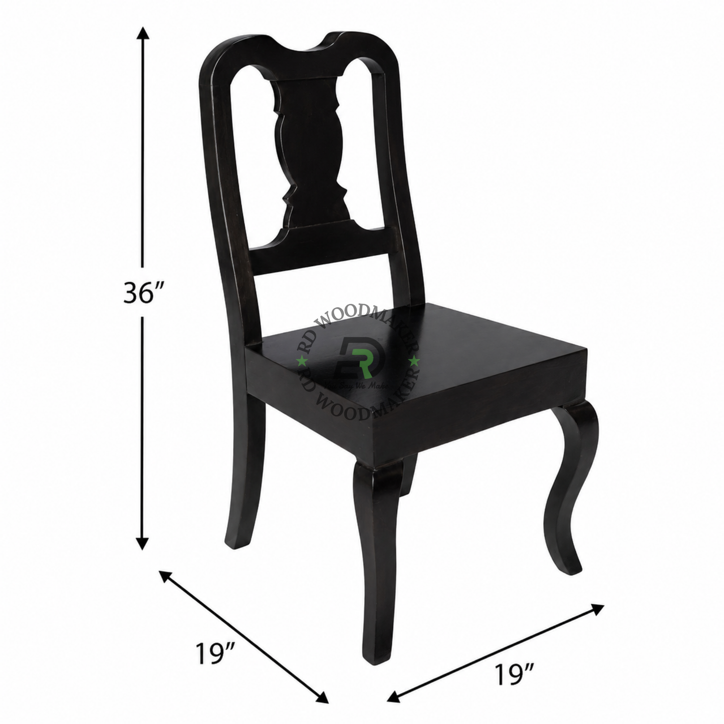 CLASSIC BLACK WOODEN HIGH BACK DINING CHAIR