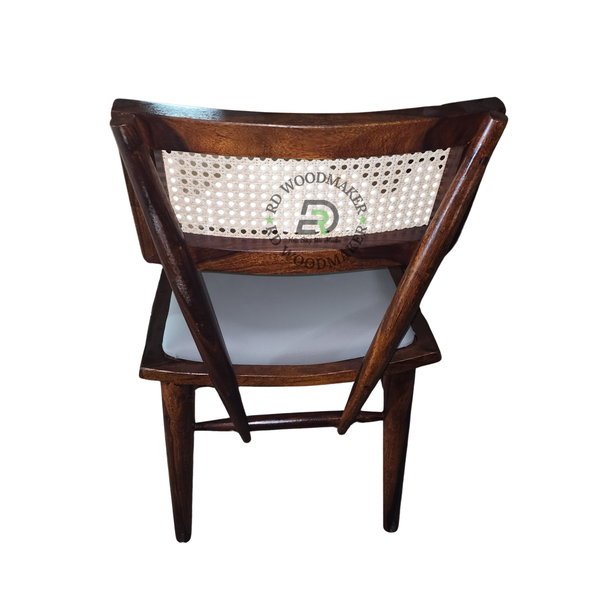 MID-CENTURY CANE BACK WOODEN DINING CHAIR
