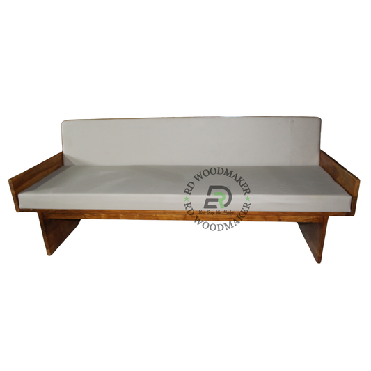 PREMIUM SOLID WOOD DAYBED SOFA WITH WHITE UPHOLSTERED CUSHIONS