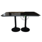 MODERN RECTANGULAR DARK TOP DINING TABLE WITH TWIN ROUND PEDESTALS