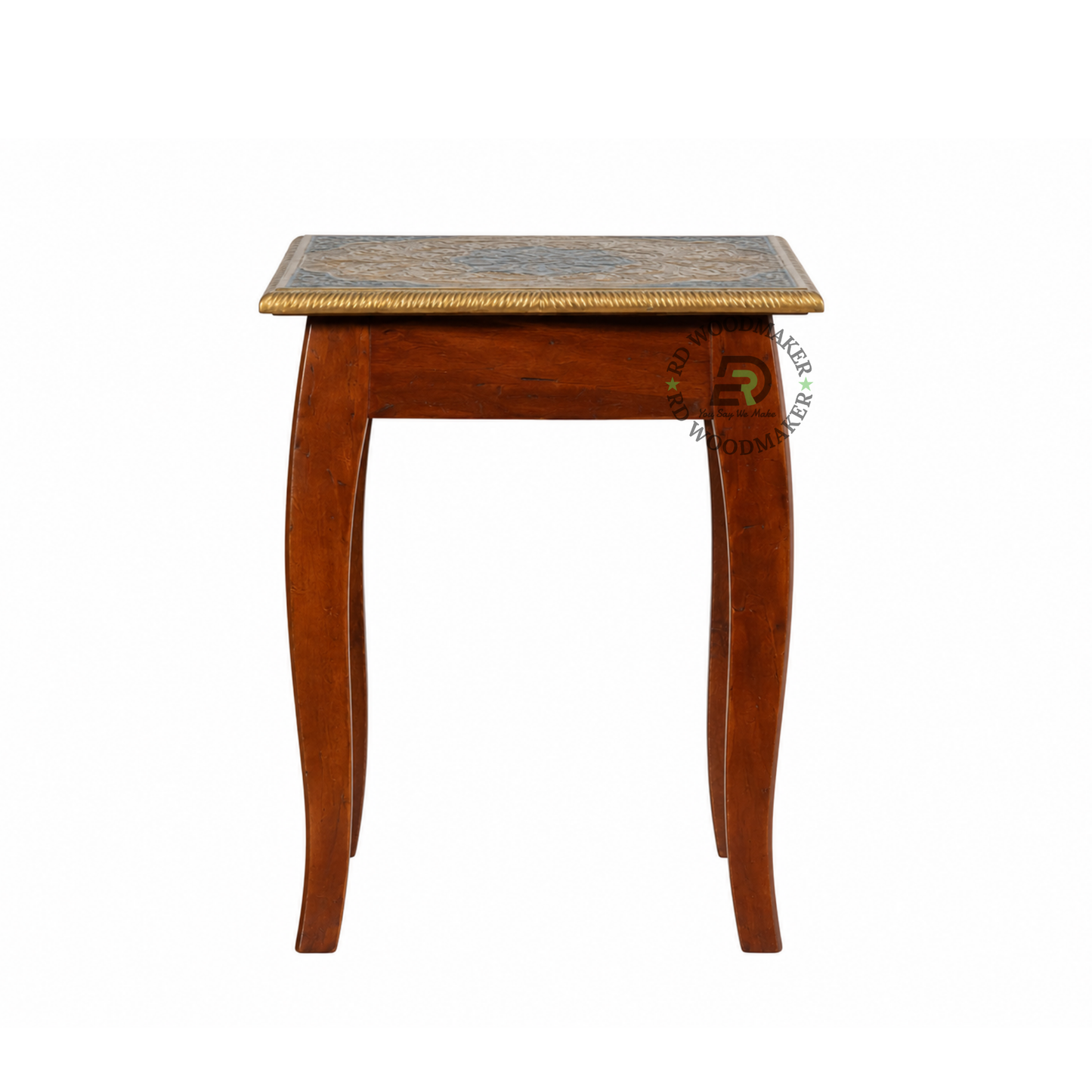 HANDCRAFTED CERAMIC TILE TOP SOLID WOOD SIDE TABLE