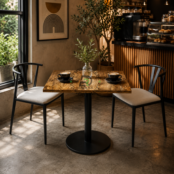 NATURAL GRAIN SQUARE PEDESTAL DINING TABLE