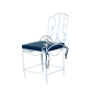 PREMIUM DECORATIVE WHITE METAL COUNTER CHAIR WITH BLUE CUSHION