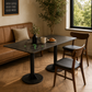 MODERN RECTANGULAR DARK TOP DINING TABLE WITH TWIN ROUND PEDESTALS