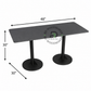 MODERN RECTANGULAR DARK TOP DINING TABLE WITH TWIN ROUND PEDESTALS