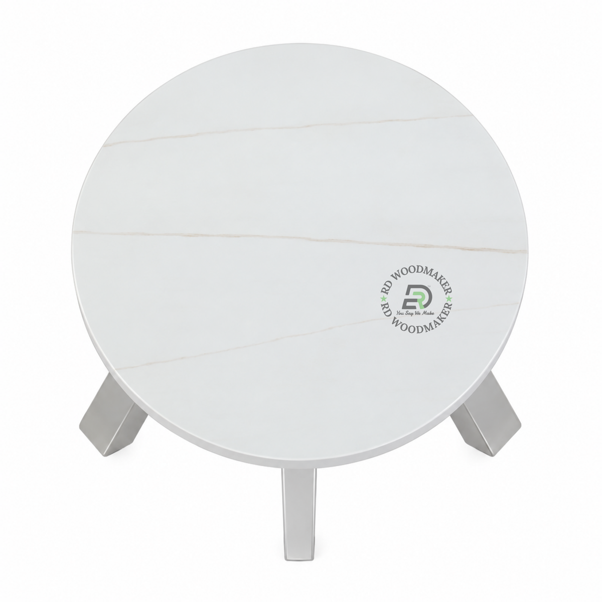 ALBA WHITE ROUND LOW STOOL WITH METAL LEGS