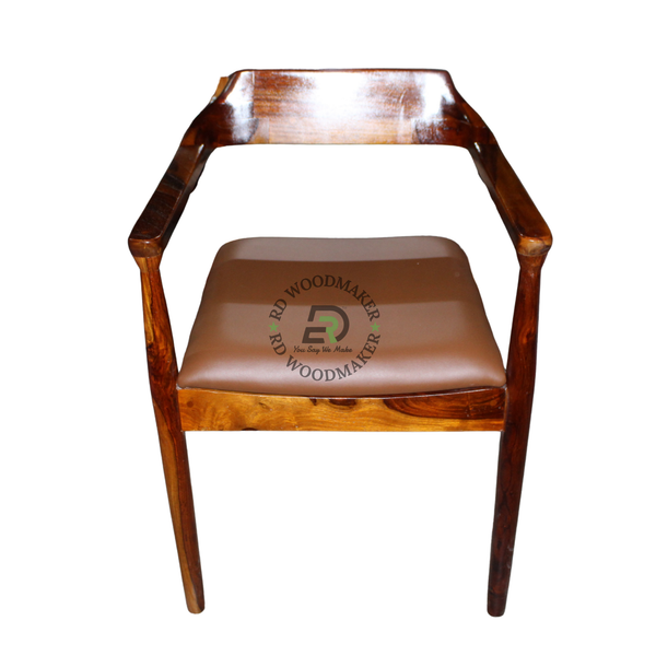 PREMIUM SCULPTED WOODEN ARMCHAIR WITH BROWN CUSHION