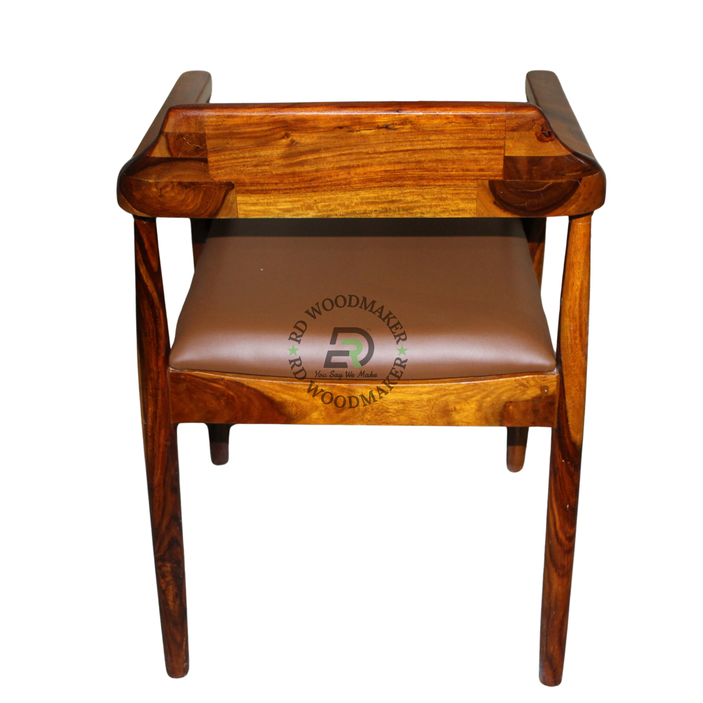PREMIUM SCULPTED WOODEN ARMCHAIR WITH BROWN CUSHION