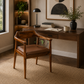 PREMIUM SCULPTED WOODEN ARMCHAIR WITH BROWN CUSHION
