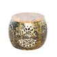 HANDCRAFTED METAL CUTWORK ACCENT SIDE TABLE WITH WOODEN TOP