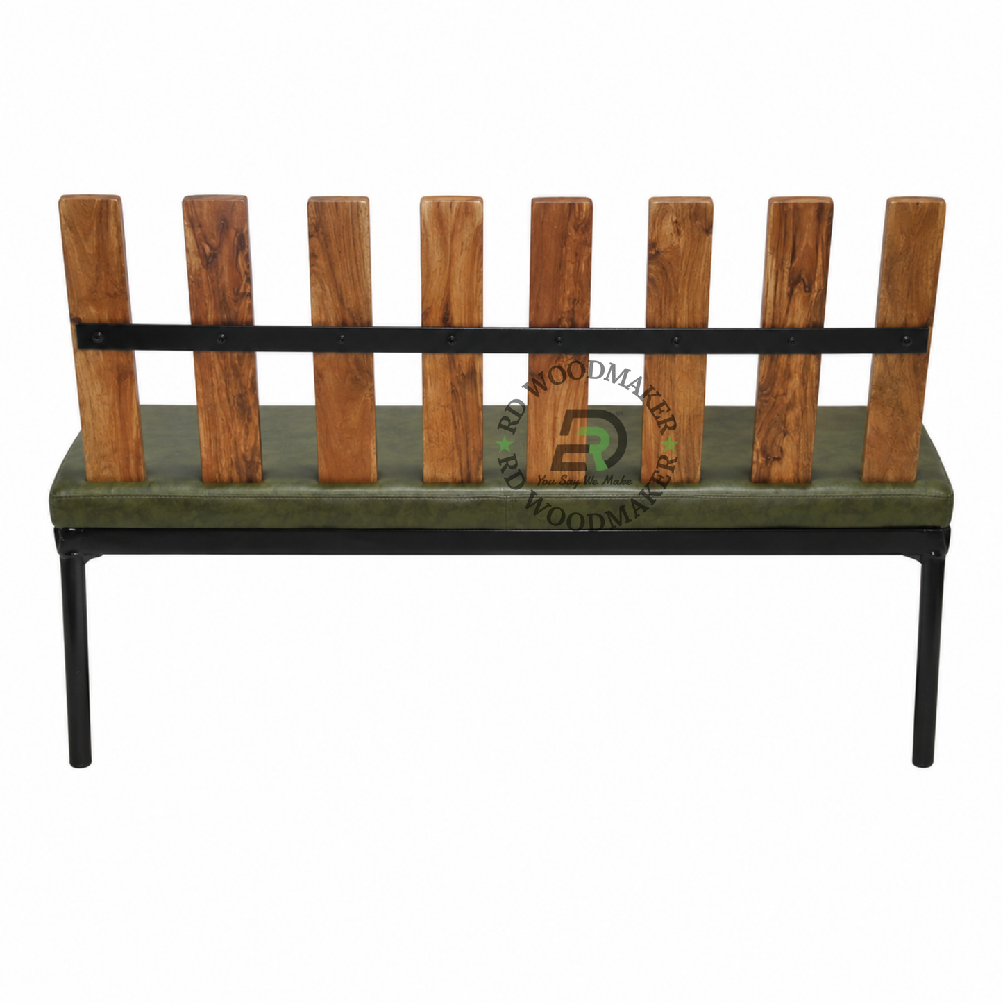 INDUSTRIAL OLIVE GREEN UPHOLSTERED CORNER SOFA SET WITH WOODEN SLAT BACKREST