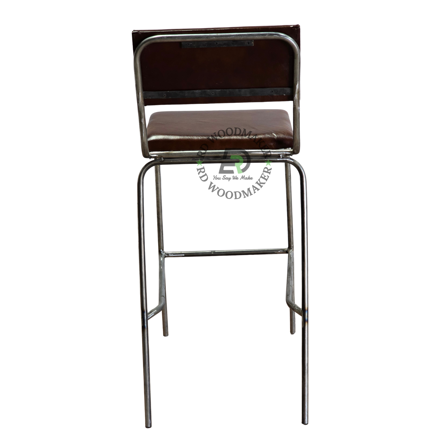 VINTAGE BROWN LEATHERETTE METAL BAR CHAIR