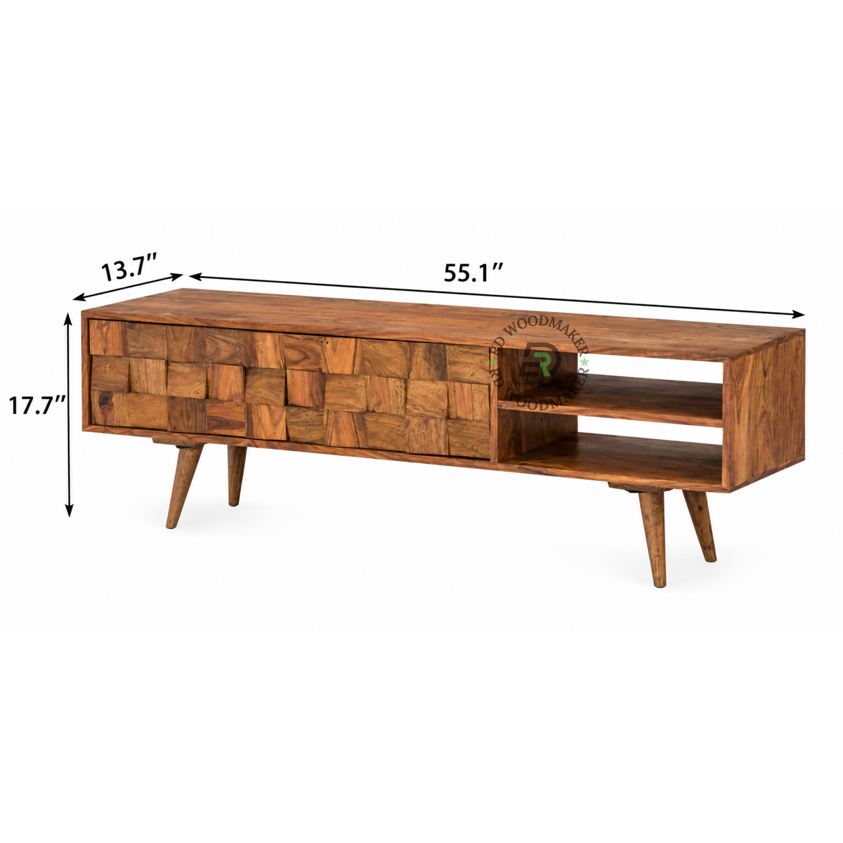 MOSAIC BLOCK-FRONT SOLID WOOD TV UNIT