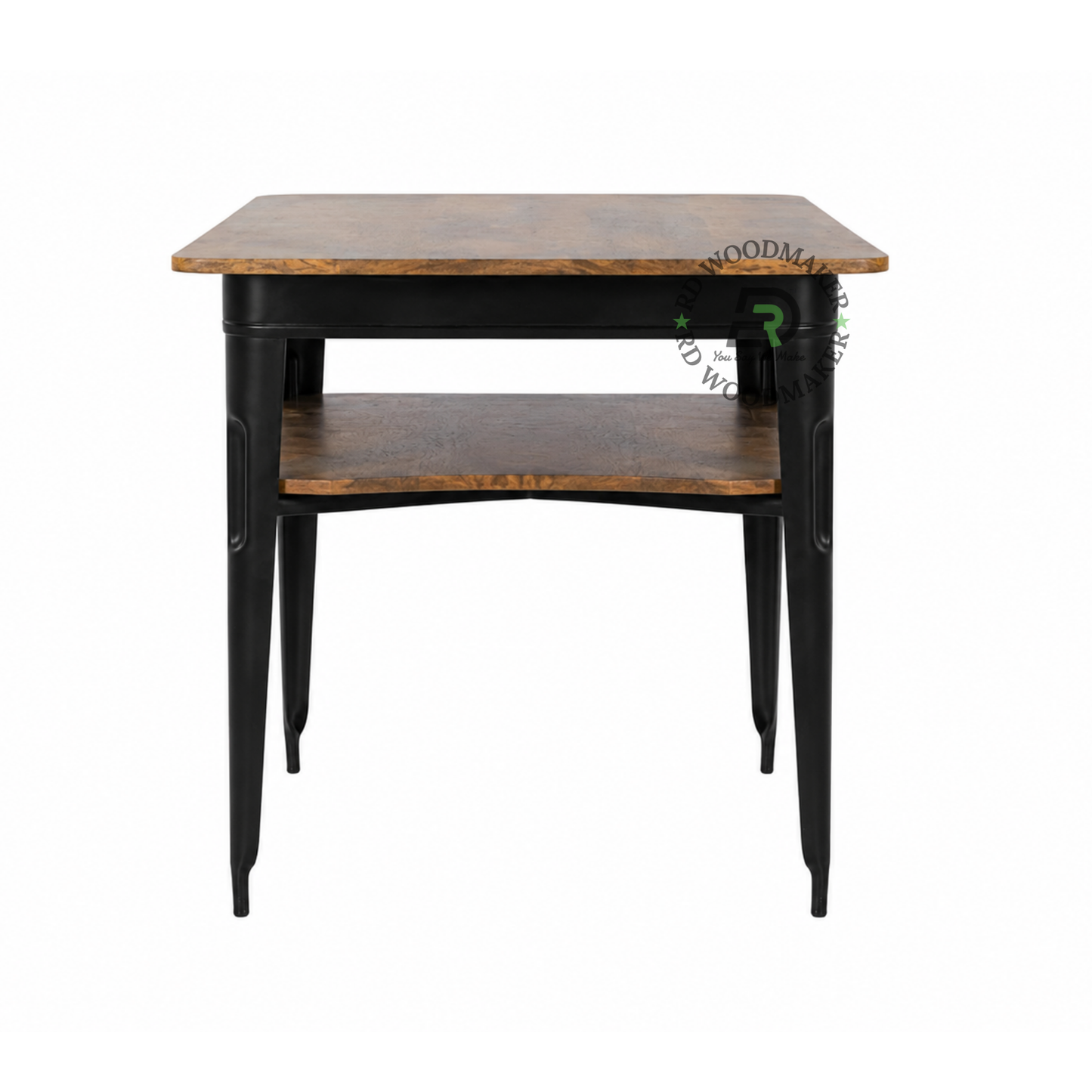 MODERN INDUSTRIAL WOOD & METAL CONSOLE TABLE WITH OPEN SHELF