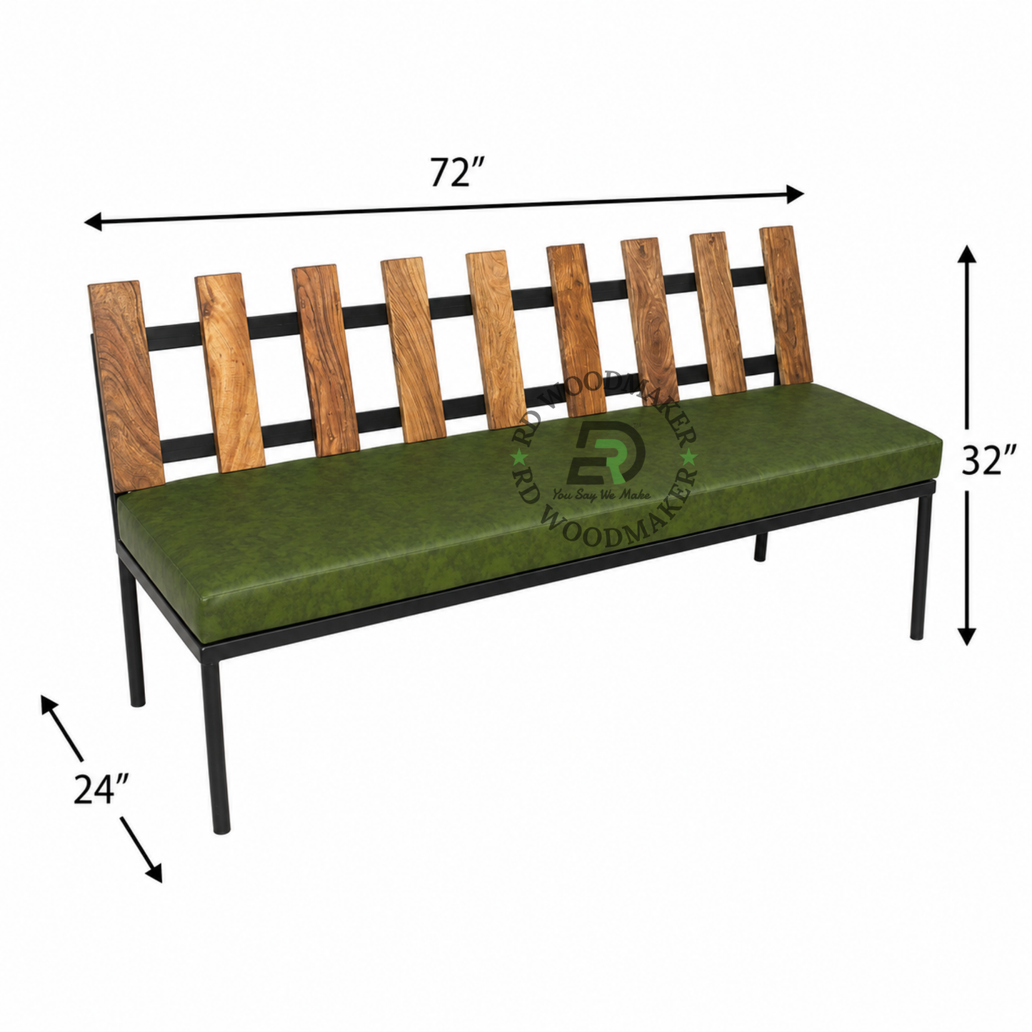 INDUSTRIAL OLIVE GREEN UPHOLSTERED CORNER SOFA SET WITH WOODEN SLAT BACKREST