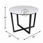 MODERN ROUND WHITE DINING TABLE WITH GEOMETRIC BLACK METAL FRAME