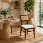 MID-CENTURY CANE BACK WOODEN DINING CHAIR