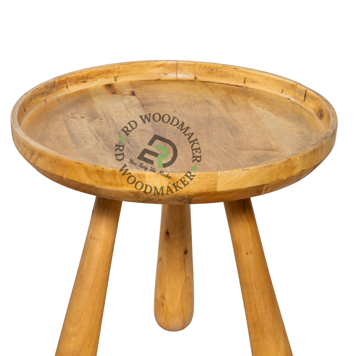 ROUND SOLID WOOD TRAY TOP COFFEE TABLE