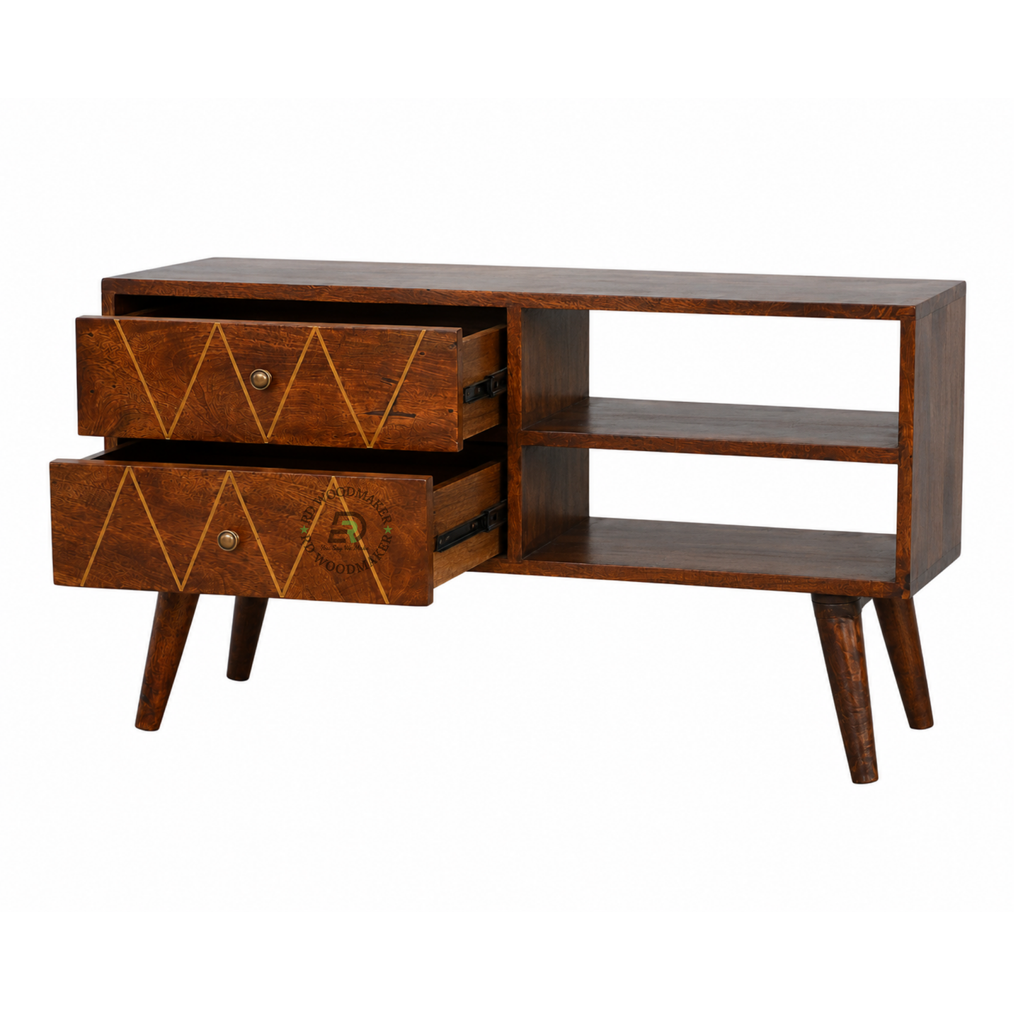 GEOMETRIC SOLID WOOD SIDEBOARD CABINET