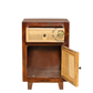 MODERN CANE WOOD BEDSIDE TABLE