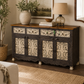 HANDCARVED BLACK & IVORY WOODEN SIDEBOARD