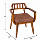 MODERN SLATTED BACK WOODEN ARMCHAIR WITH BROWN CUSHION