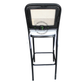 BLACK METAL CANE BACK BAR CHAIR WITH WHITE CUSHION