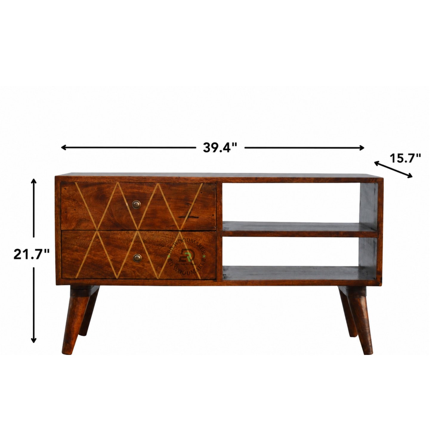GEOMETRIC SOLID WOOD SIDEBOARD CABINET