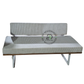MODERN CREAM RIBBED UPHOLSTERED ARMLESS SOFA WITH WOODEN BASE