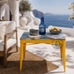 MODERN INDUSTRIAL WOODEN TOP DINING TABLE – YELLOW METAL BASE