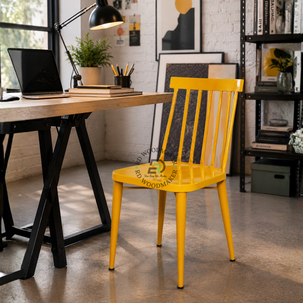 PREMIUM YELLOW METAL SPINDLE BACK DINING CHAIR