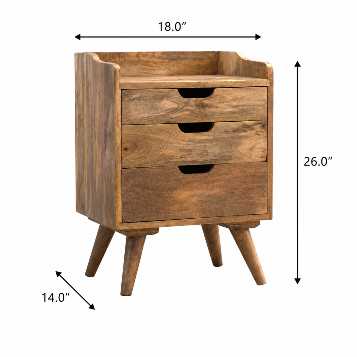 MODERN SOLID WOOD 3 DRAWER BEDSIDE TABLE
