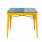 MODERN INDUSTRIAL WOODEN TOP DINING TABLE – YELLOW METAL BASE