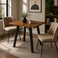 INDUSTRIAL SQUARE WOODEN DINING TABLE WITH SPLAYED METAL LEGS