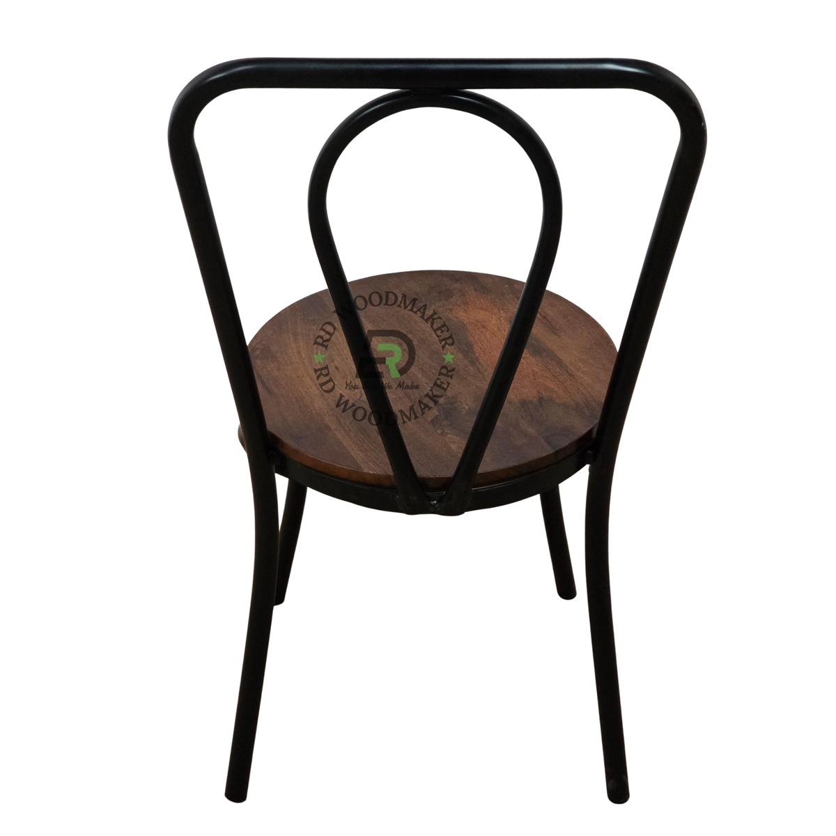 INDUSTRIAL LOOP BACK WOODEN SEAT METAL DINING CHAIR