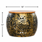 HANDCRAFTED METAL CUTWORK ACCENT SIDE TABLE WITH WOODEN TOP